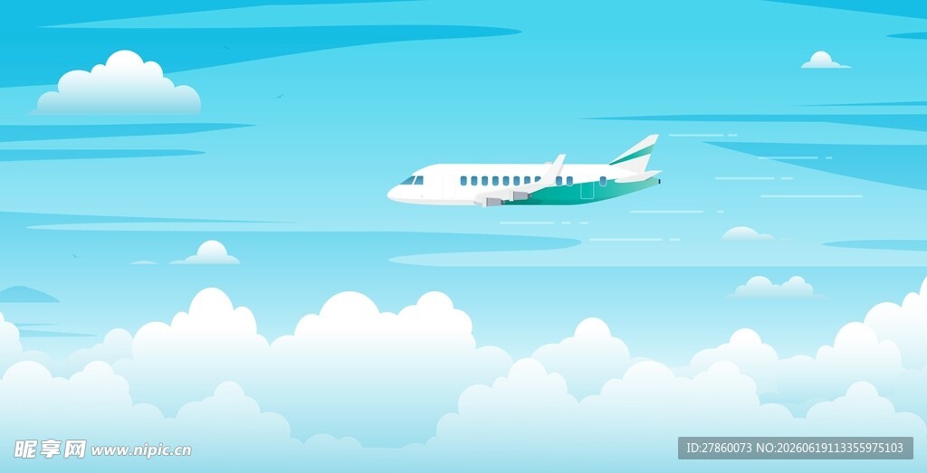 民航天空插画