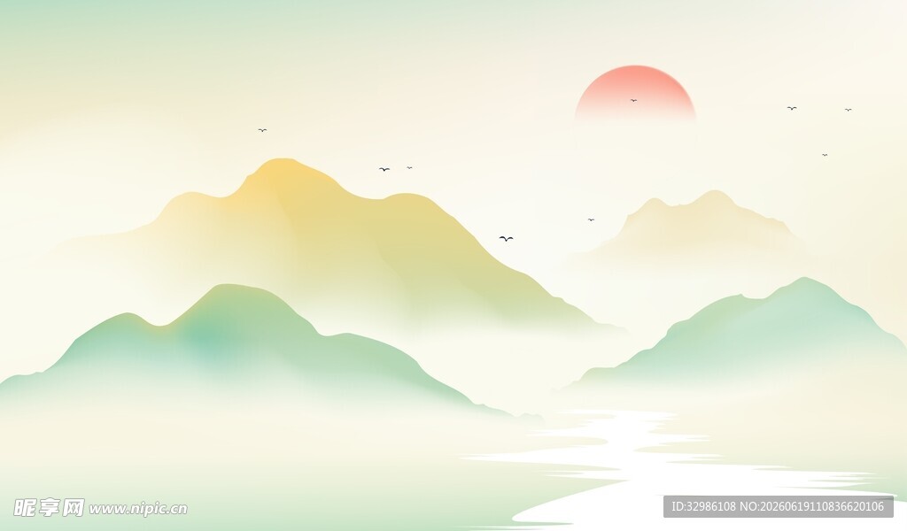 山水风景插画