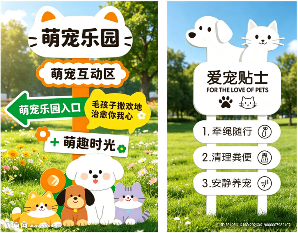 萌宠乐园导览指示牌