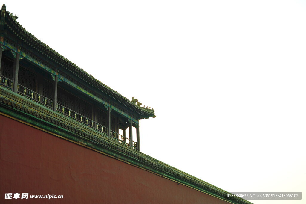 故宫红墙绿瓦建筑一角