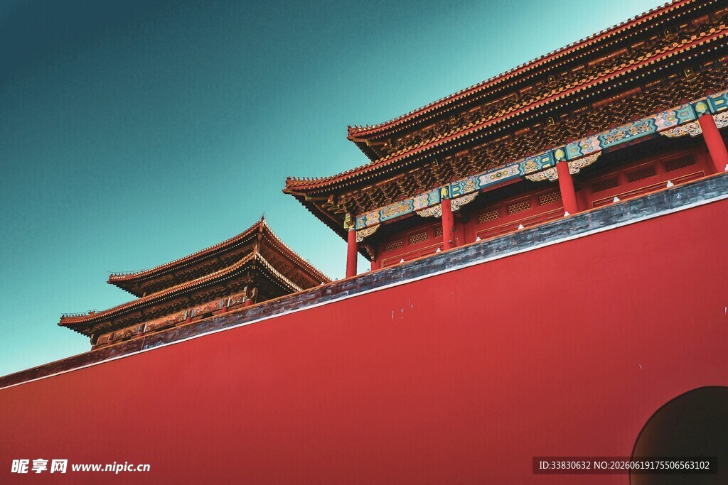 故宫红墙古建筑一角