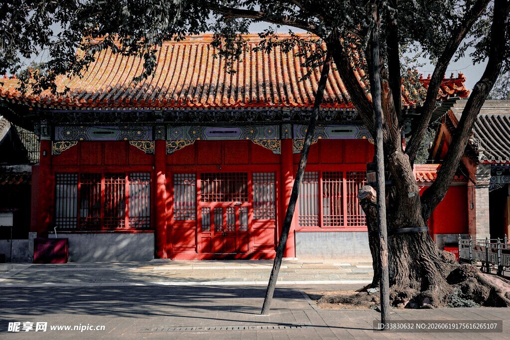 中式红墙古建筑景观