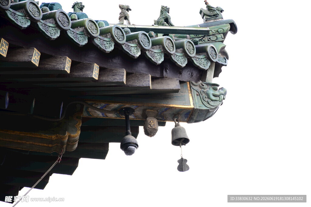 中式古建筑屋檐风铃