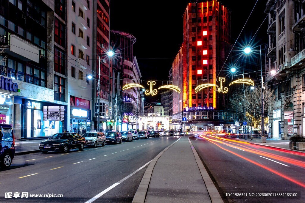 城市夜景道路灯光绚烂