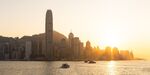 香港黄昏城市海滨美景