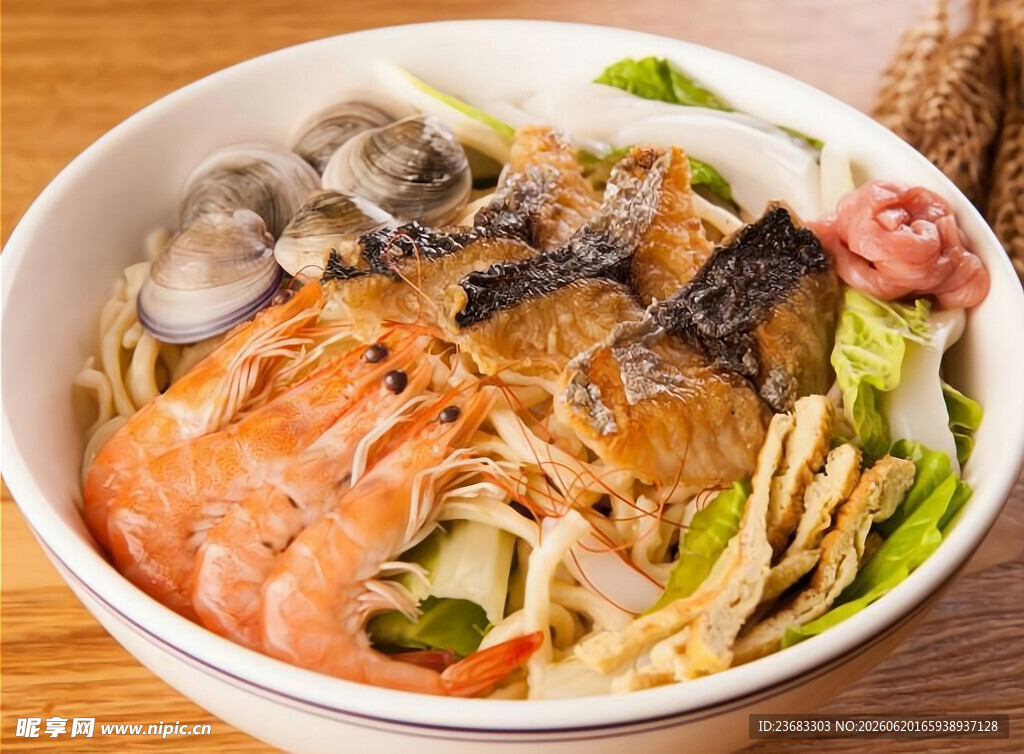 海鲜面美食图片