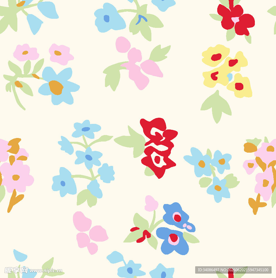 矢量花 色块花 小碎花