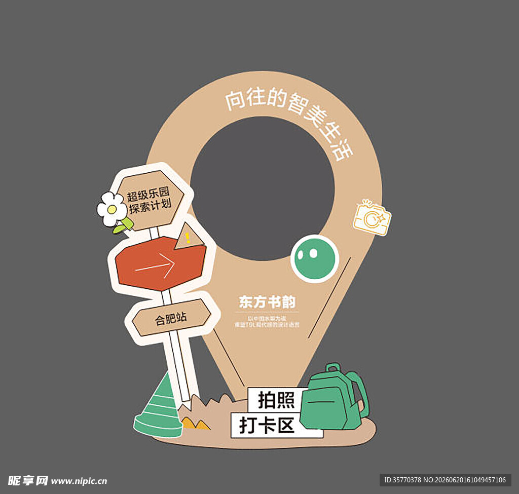 合影打卡牌导航指引标识