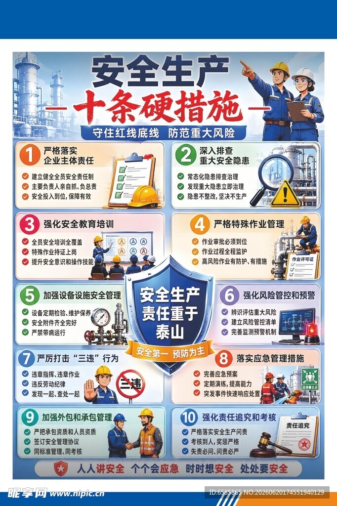 安全生产十条硬措施海报