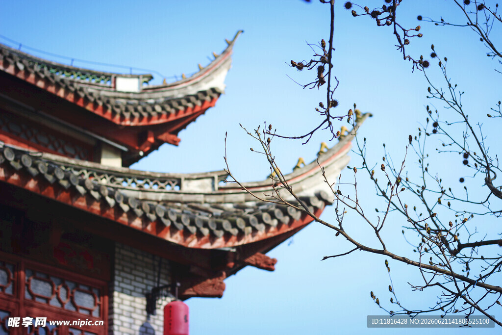 中式古建筑飞檐特写
