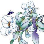 手绘花卉与蜜蜂图案