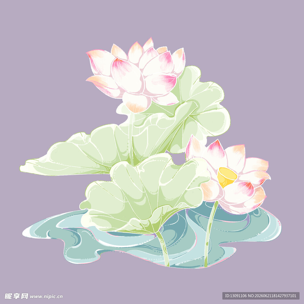 水墨风荷花插画