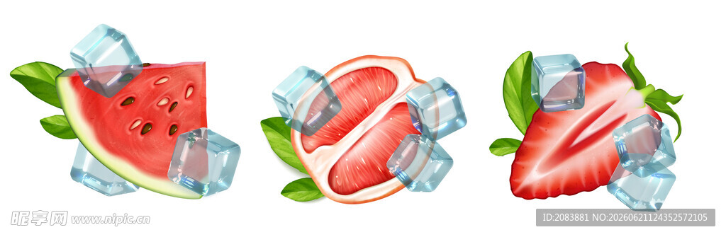 新鲜水果和冰