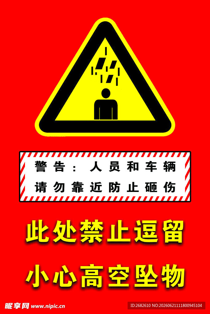 禁止逗留小心高空坠物警示