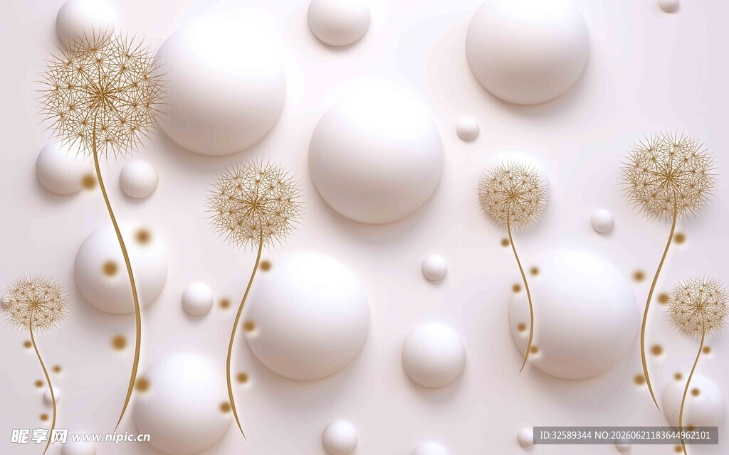 梦幻蒲公英与白色球体景观