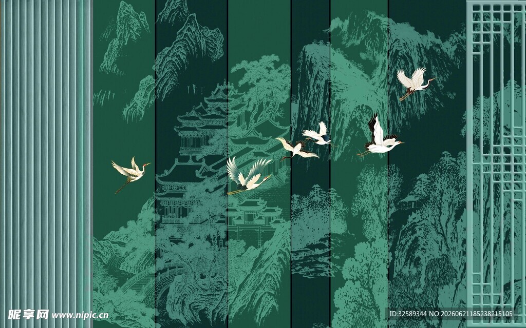 林间飞鸟绿意盎然景象