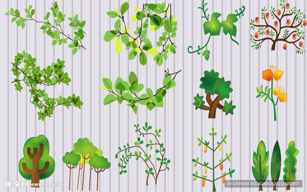 多样绿植矢量素材集合