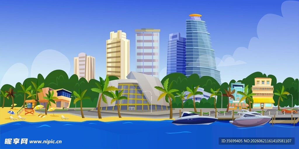 海滨城市插画