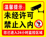 监控区域禁止入内警示牌