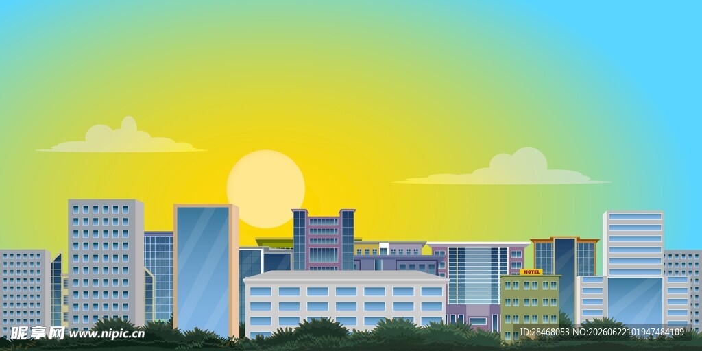 城市日落背景
