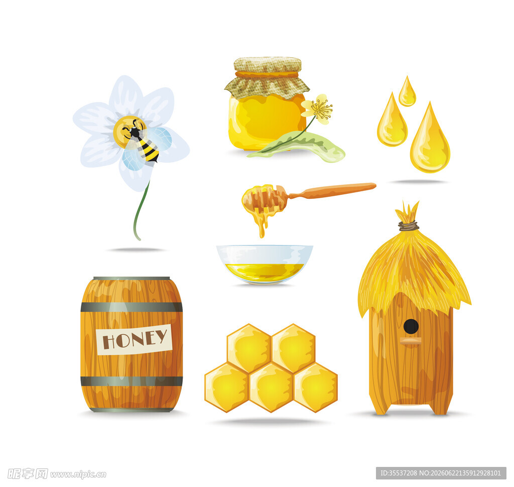 蜂蜜相关元素插画