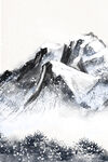 水墨山水巍峨群山意境美