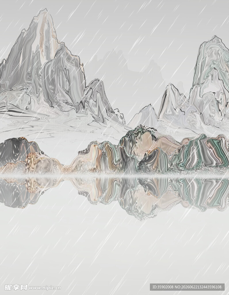 水墨山水倒影图