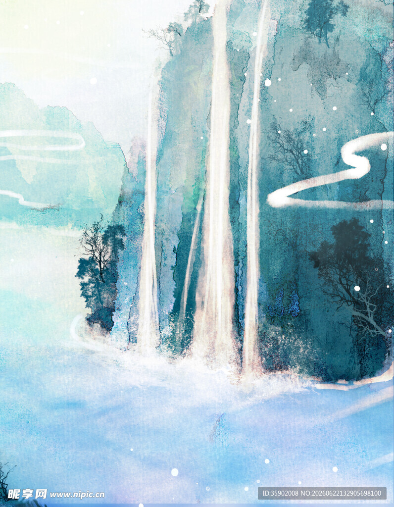梦幻山水瀑布景象