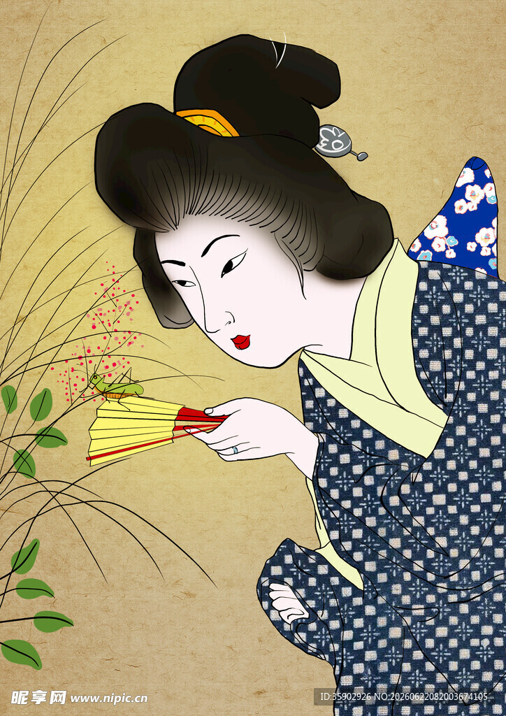 日本传统服饰女子赏景