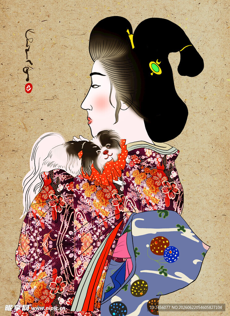 古典和服女子优雅侧影