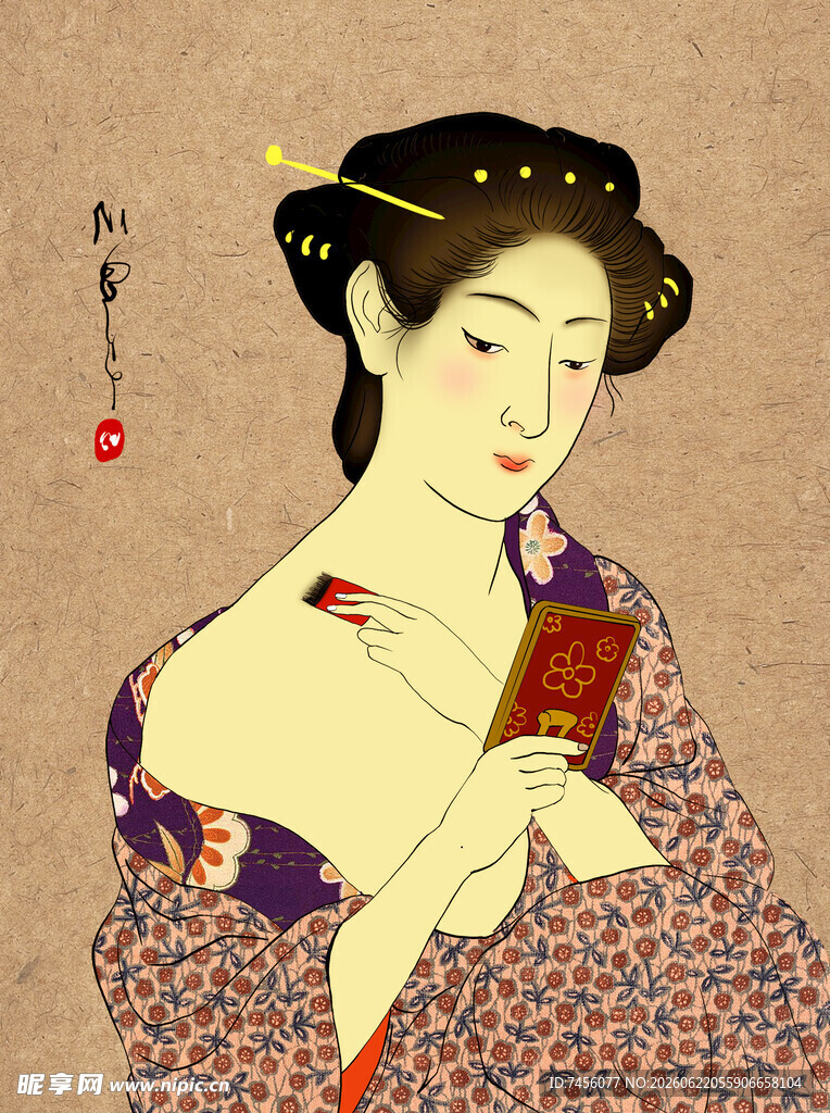 古典和服女子优雅姿态