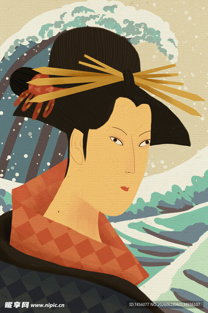 日本艺伎形象插画