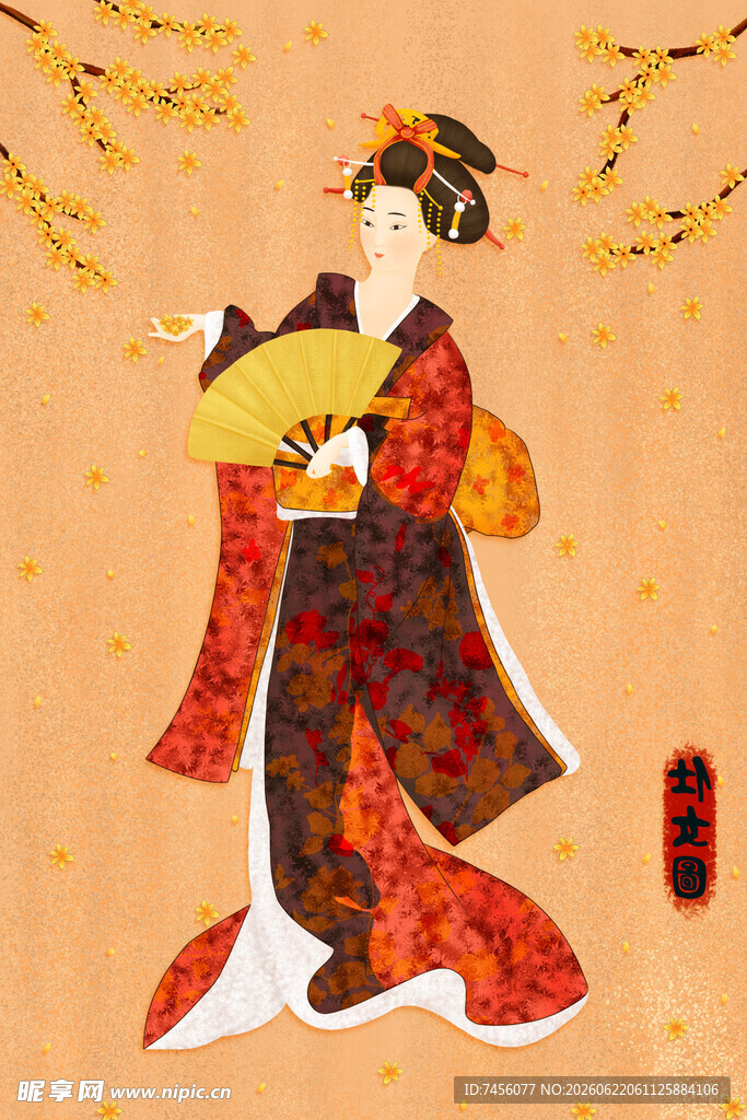 日本传统艺伎形象插画