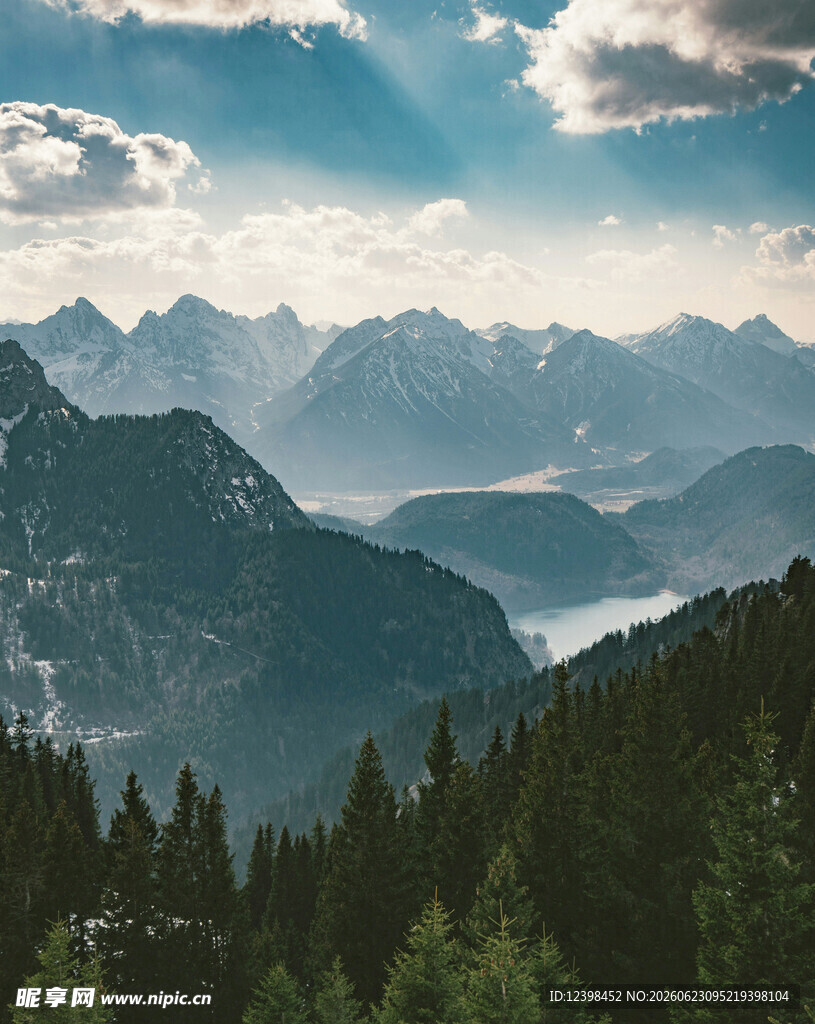 壮丽山峦与葱郁森林景观