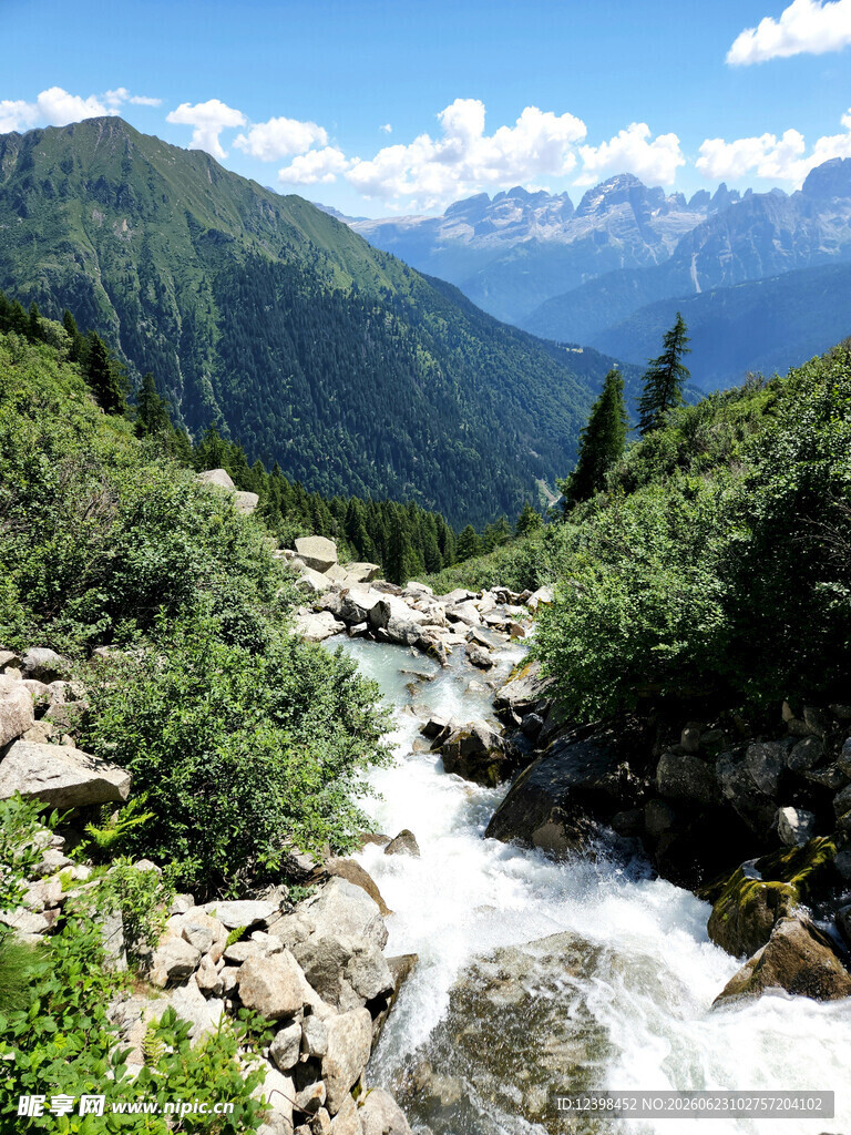 山间溪流穿林越石美景