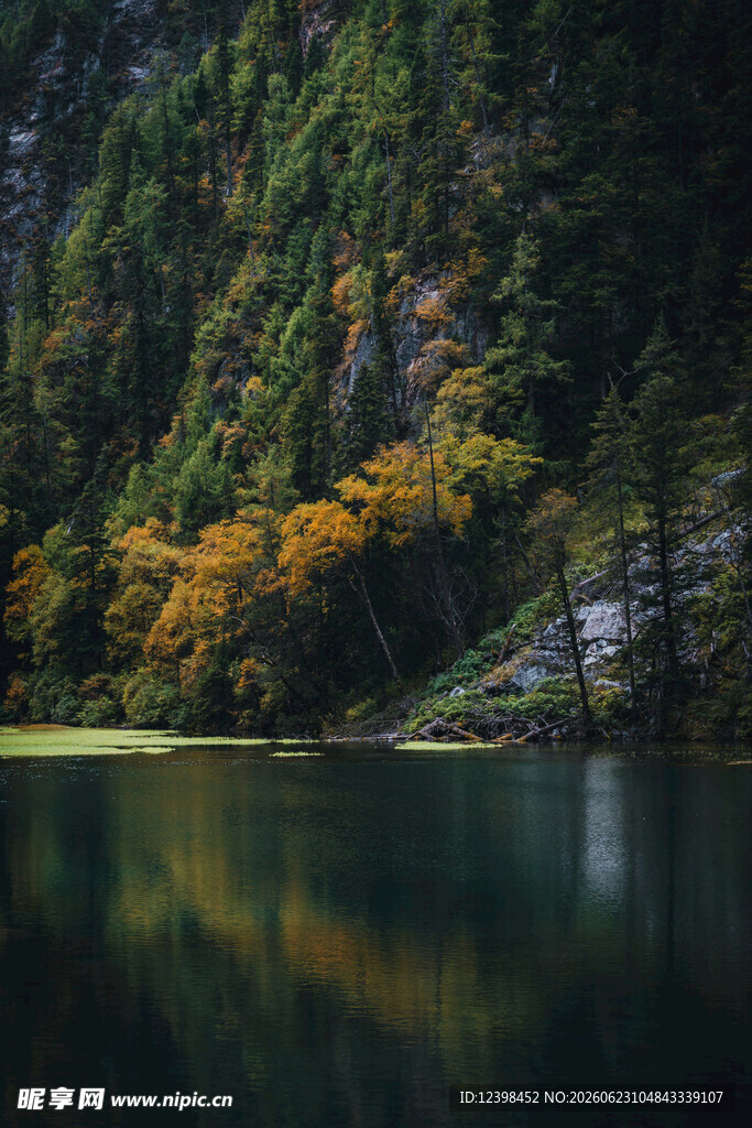 山林湖畔秋景