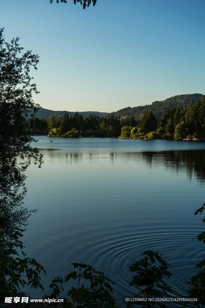宁静湖畔自然风光美景
