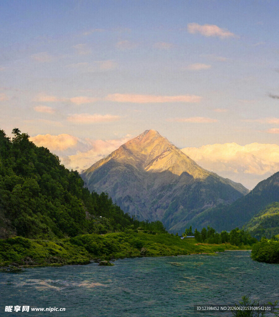 山间河畔的壮丽自然景观