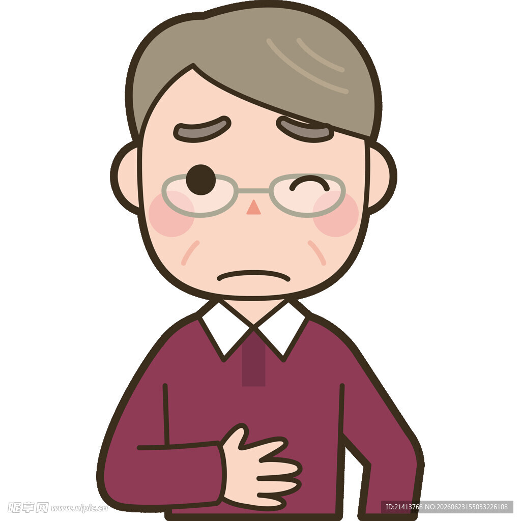 老人捂着胸口显不适