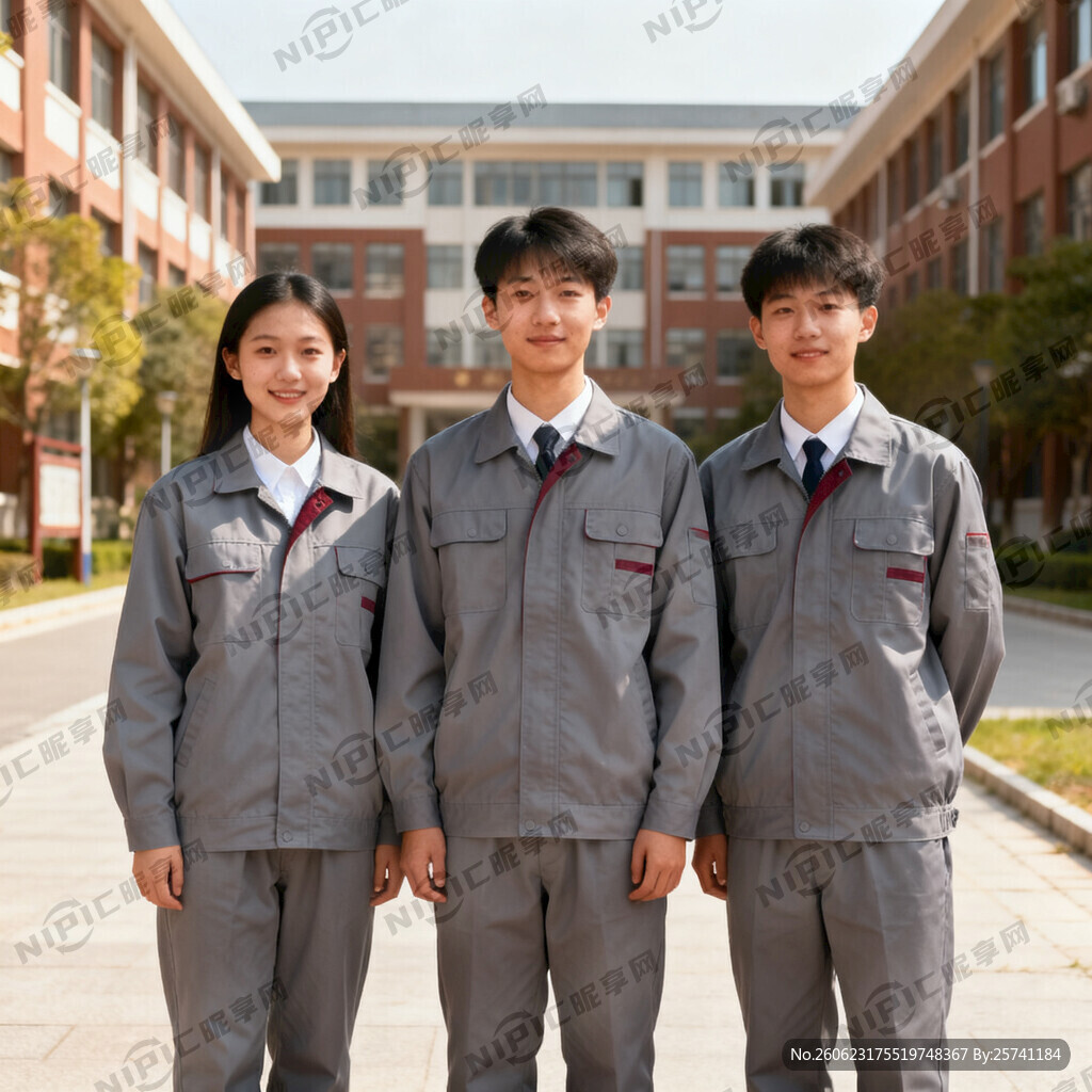 要一幅专科学院3个人穿灰色工作