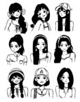 多样发型女孩头像集合