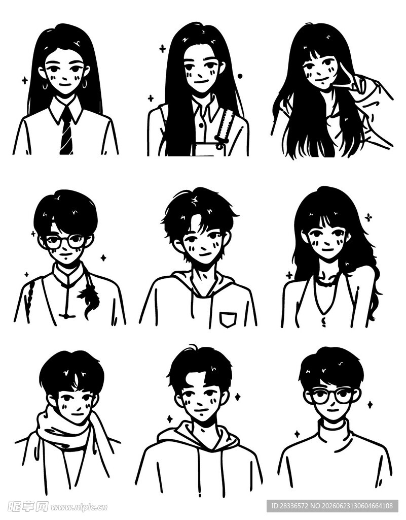 多样校园人物形象插画