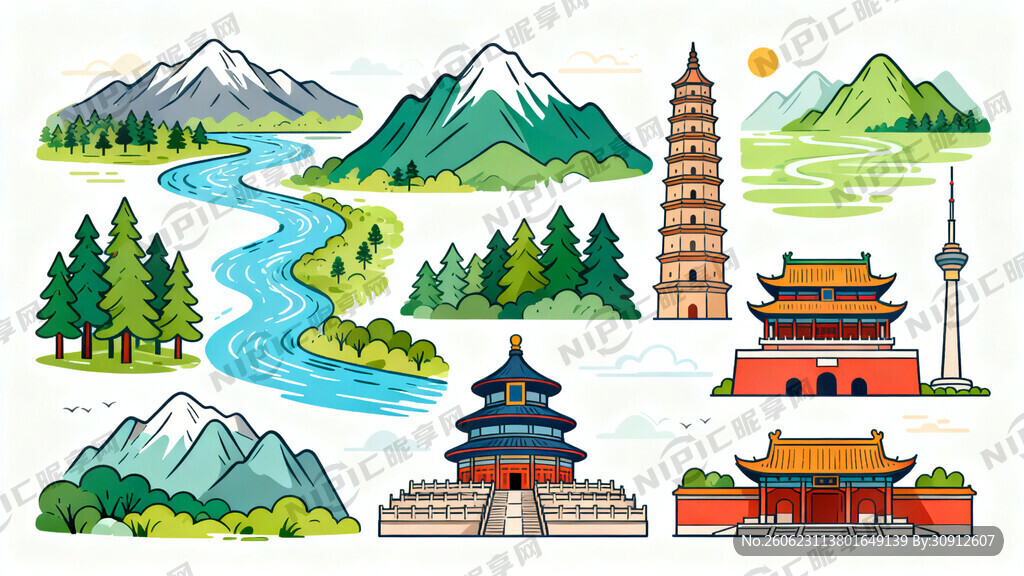 美丽中国 手绘