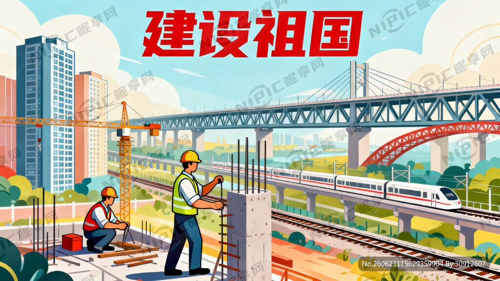 建设祖国 手绘