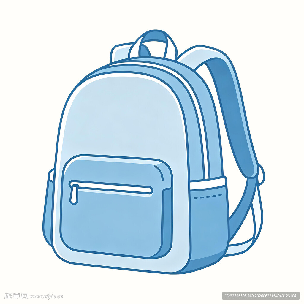 蓝色简约风学生书包