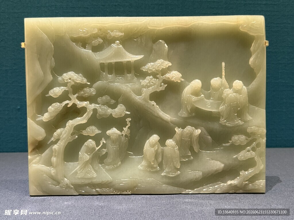 玉雕山水人物图摆件