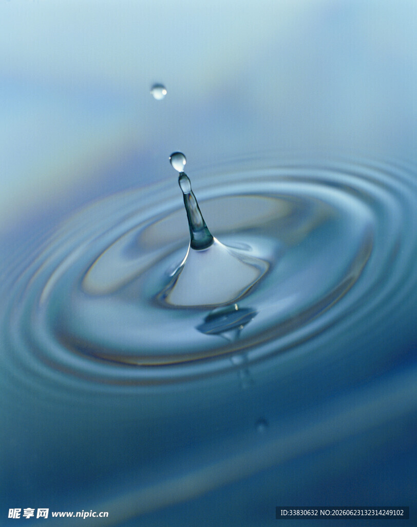 水滴入水泛起层层涟漪