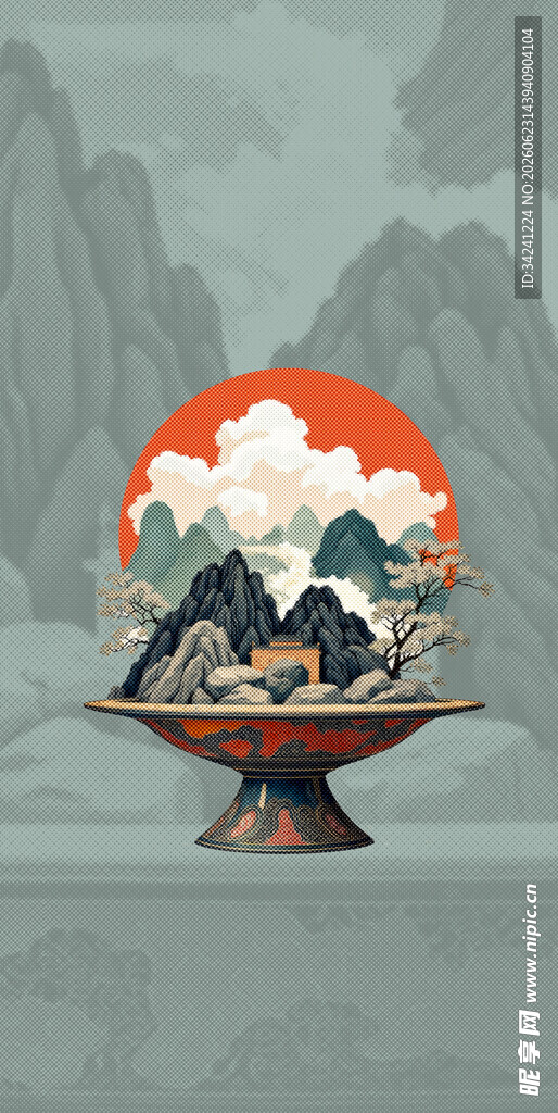 中国风山水风景古风画