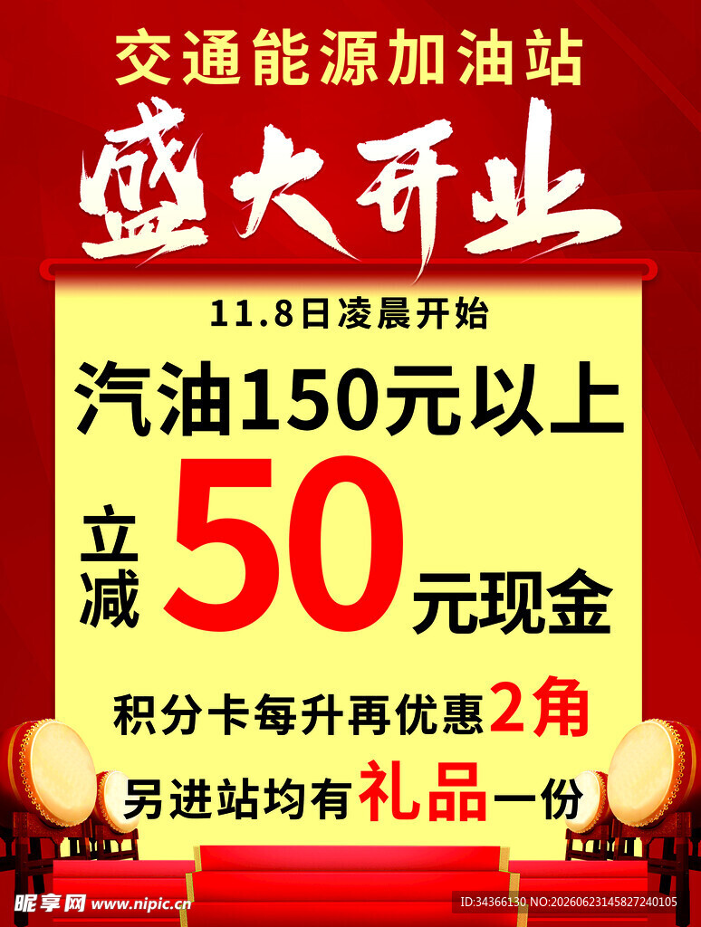 加油站开业海报