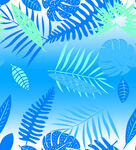 蓝绿热带植物叶片背景图